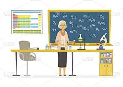 化学老师-现代卡通人物人物插画