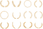 复古圆形麦穗边框 免扣素材 透明PNG