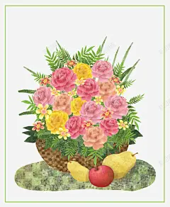 鲜花和水果手绘插画 设计图片 免费下载 页面网页 平面电商 创意素材