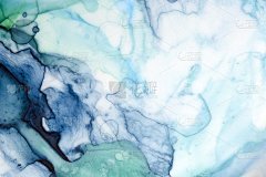 抽象水彩波浪画美丽的海滨色彩色调，艺术细节，特写。现代当代艺术在白色背景的壁纸，模板，传单，布局，海