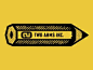 This may contain: two arms inc logo on a yellow background