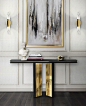 The best handmade techniques find balance in a delicate work in wood softened with touches of brass that reflect warm and golden tones on its polished surface. An impressive display of elegance, Beyond console shows the exquisite capacity to fill a variet