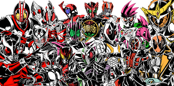 平成ライダー1期、２期仮面ライダー集合絵