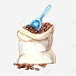 麻袋里的咖啡豆手绘图高清素材 咖啡 咖啡豆 小铲子 手绘图 磨咖啡 简图 麻袋 元素 免抠png 设计图片 免费下载