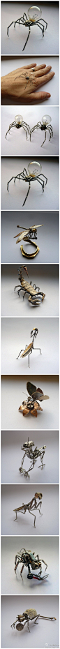 #求是爱设计#废弃手表零件变身机械昆虫，来自芝加哥设计师Justin Gershenson-Gates