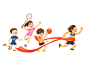 彩色手绘卡通儿童小学生跑步秋季运动会元素PNG素材