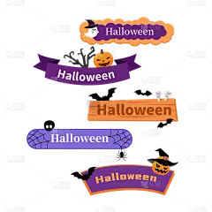 万圣节通用扁平卡通标题框