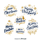 Christmas lettering label collection Free Vector