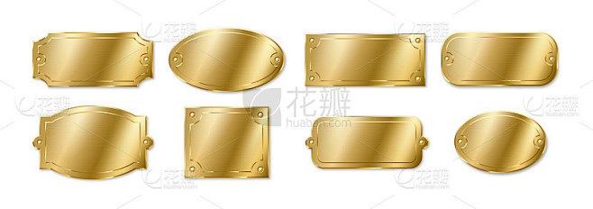 黄金或黄铜板，黄金名称牌匾模型。金属识别标签框架铭牌