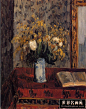 Camille Pissarro - Vase of Flowers, Tulips and Garnets_画家Pissarro, Camille_高清油画大图下载_高仿画_古典油画_世界名画苑_Shijieminghua.com_全球艺术品欣赏门户！