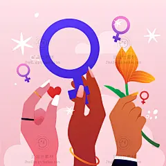 38三八妇女节女王节优雅独立女性手绘人物插画海报ai矢量设计素材-淘宝网