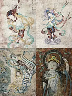 敦煌壁画之反弹琵琶，胡旋舞，158窟飞天，57窟菩萨#传统绘画元素 #壁画#手绘 - 小红书