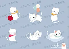 卡通可爱小猫咪儿童手机壳抱枕墙贴纸挂画门帘窗帘装饰插画矢量图案设计ai素材