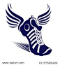 Sport shoe with wings - vector symbol