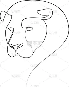 狮子,动物手,一只动物,线条,野生动物,简单,剪影,设计,绘制