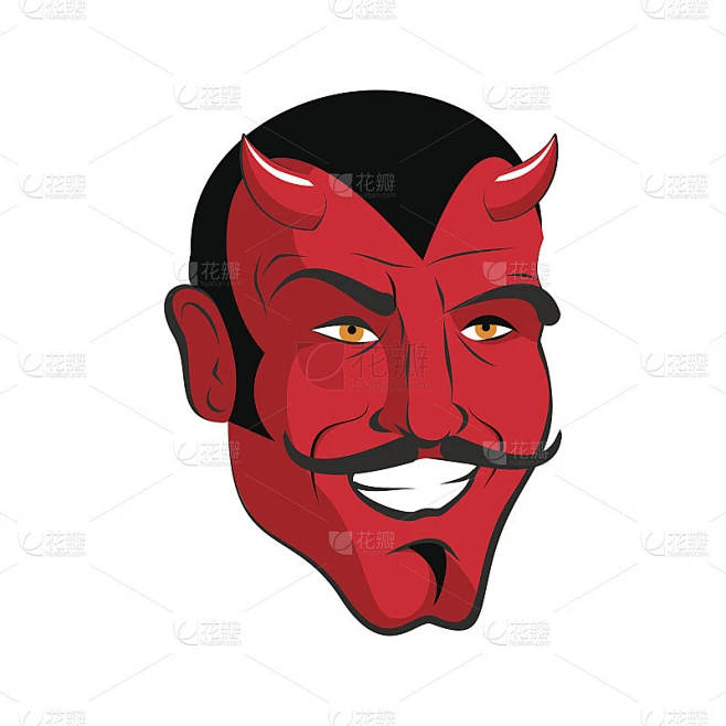 红魔鬼。红头发，长着犄角的快乐恶魔。撒旦的胡子-花瓣网