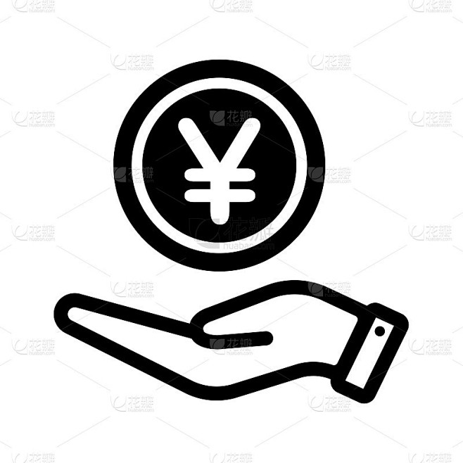 钱在手(美元标记)矢量图标说明