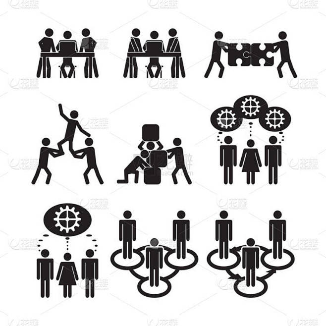 团队合作图标设置。矢量集.
