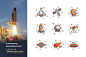 9个天文科普主题的矢量彩色图标素材 图标icon 