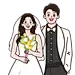 卡通情侣手绘婚纱照简笔画人物原创