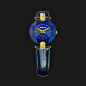 Jowissa Facet Strass系列 三维切割表盘 蓝色皮质手表