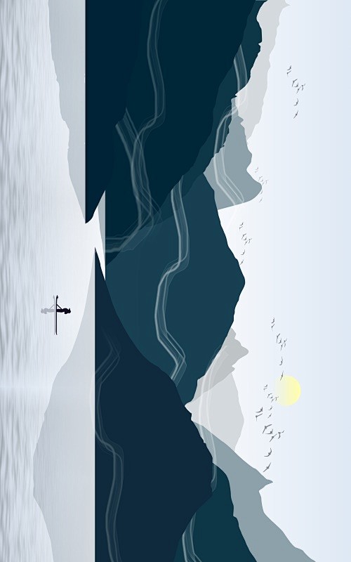 新中式山水古典中国风装饰画插画图艺术山脉...