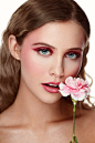 beauty editorial beauty photography blonde carnations floral photoshoot pink makeup