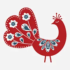 红色孔雀免抠素材_新图网 https://ixintu.com 动物 卡通 唯美 孔雀 尾巴 手绘 水彩 红色