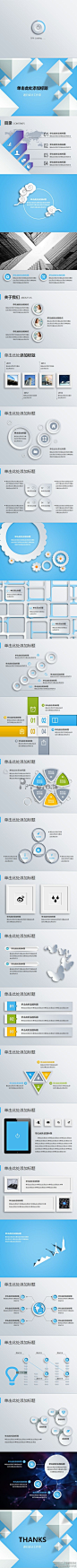 【最新商务PPT模板】漂亮的经典蓝色商务PPT模板，专业简洁商务范儿，加上小清新的色彩和装饰，太好看啦~~点赞~ #经典# #色彩# #排版#