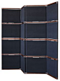 Folding Customizable Screen / Room Divider.  Warm wood and cool navy says Menswear or Classic Nautical theme as well. -jsd Lambert Folding Screen