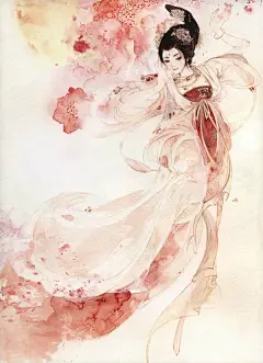 【芙蓉】
木末芙蓉花，山中发红萼。
涧户寂无人，纷纷开且落。
古典仕女插画——花·女词【第三卷】秋之卷