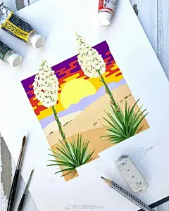 #时尚手绘插画# 迷你植物风景 &amp; 图案手绘设计，创意小插画 / shared by boelterdesignco ​​​​