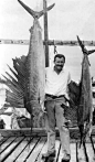 Ernest Hemingway in Key West, 1941. (Researching for "Old Man & the Sea" perhaps? [Published 1952.])