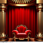 华丽欧式大装饰框和舞台帷幔 红色沙发家具图片_素材公社