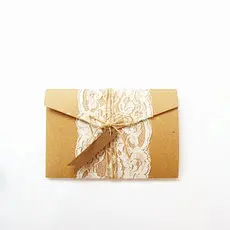 蕾丝浪漫唯美麻绳生日乔迁结婚纪念日母亲节韩式贺卡配信封