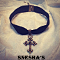 【Gothic Cross】朋克哥特绒带短项链项圈choker 原宿zipper欧美