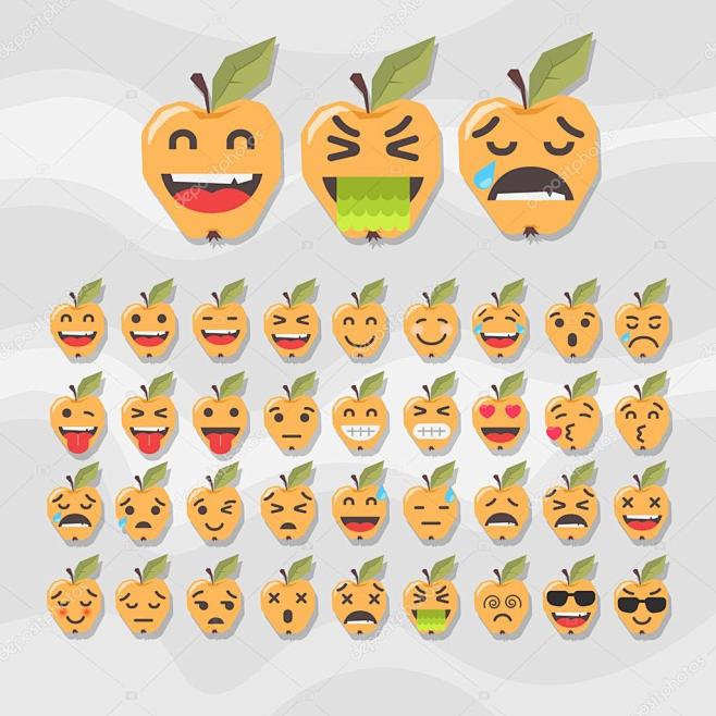 可爱的水果笑脸套。苹果图释