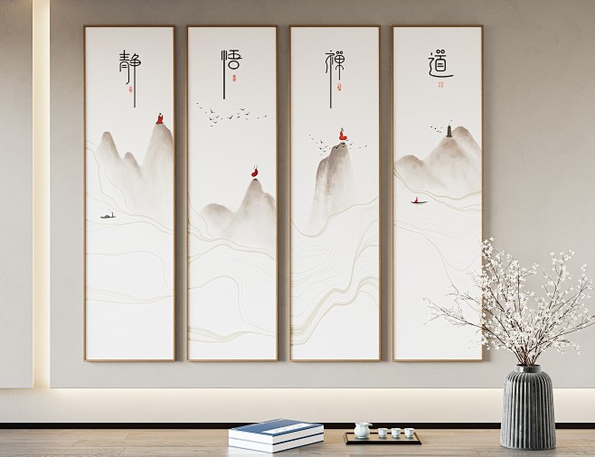 新中式装饰画挂画-室内设计-拓者设计吧