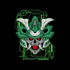 绿色机械恶魔头像插画设计