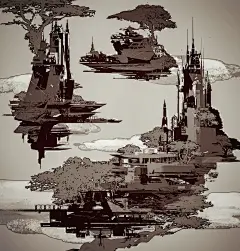 {线稿系列}东，西方场景线稿设计（物件设计，规划）