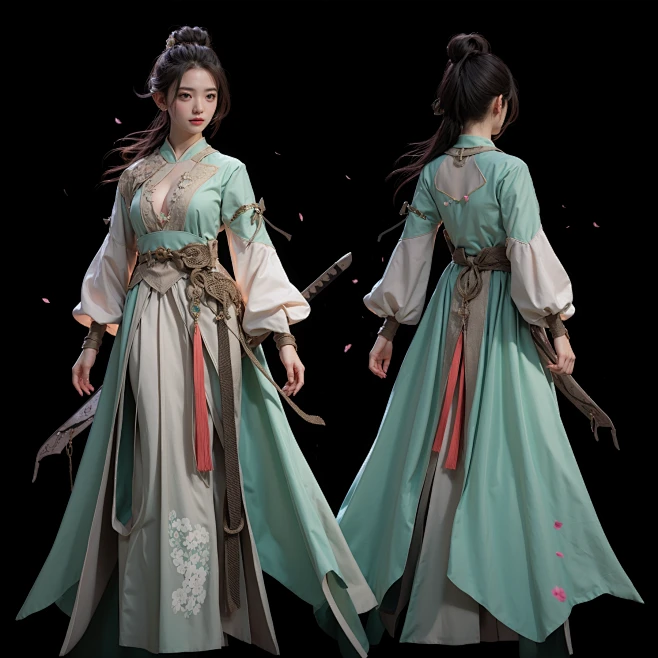 AI古风武侠角色插画素材 国风人物服装设计 影视游戏角色概念设定-淘宝网-花瓣网