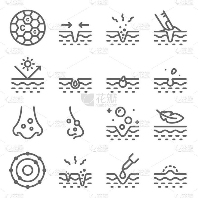 皮肤病学,图标集,计算机图标,疙瘩,皮肤,矢量,粉刺,美容,放松,生长