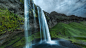 General 3840x2160 landscape 4K waterfall midnight clouds rocks Iceland water nature