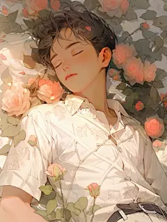 玫瑰花与少年|男生头像壁纸