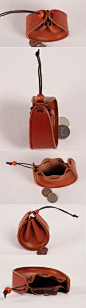Leather Drawstring Pouch Coin Purse: 