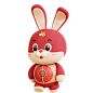 三维渲染中国农历传统新年卡通兔子3D插画_AL-60_3D-Character-Chinese-Rabbit-Walking-Pose