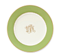 Pickard Color Sheen dinner plate in green and gold by Williams-Sonoma; $67–$82. williams-sonoma.com