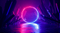 General 3840x2160 digital digital art artwork illustration abstract neon neon lights lights reflection colorful glowing neon glow purple blue pink dark shadow rocks circle 3D Abstract space galaxy landscape virtual reality science fiction 3D Ultraviolet r