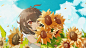 girl_sunflowers_anime_277401_2048x1152