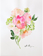 Bouquet of Pink Peonies - Original water color by Yao Cheng for $480